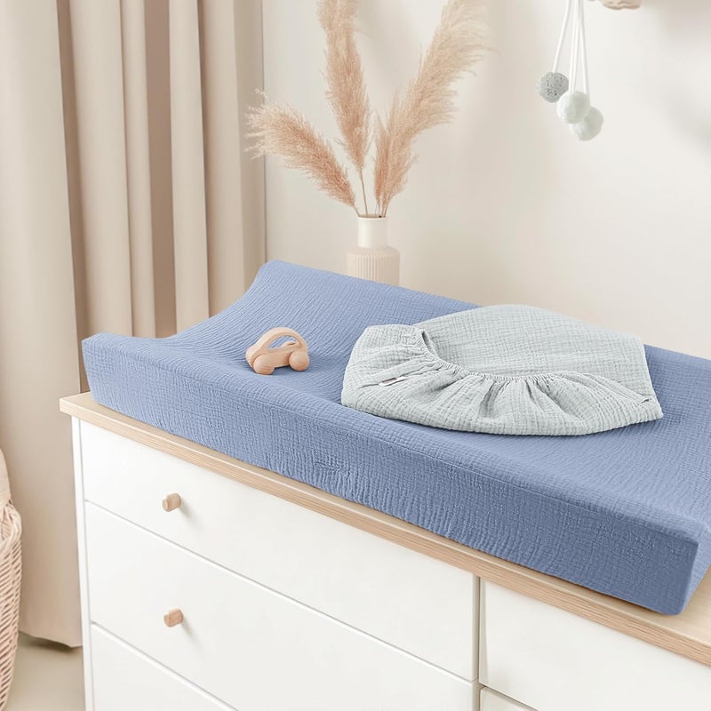 Bearmoss Changing Pad Cover, 2 Pack Muslin [100% Cotton] Diaper Changing Table Covers, 32'' x 16'' Soft Breathable Changing Pad Sheets for Unisex Baby Girls and Boys with Strap Holes (Mint Gum) - Image 4